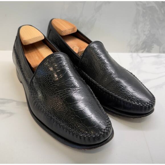 Johnston & Murphy Croc Embossed Leather Loafers Mens 10 Dress Office WORK main image 4